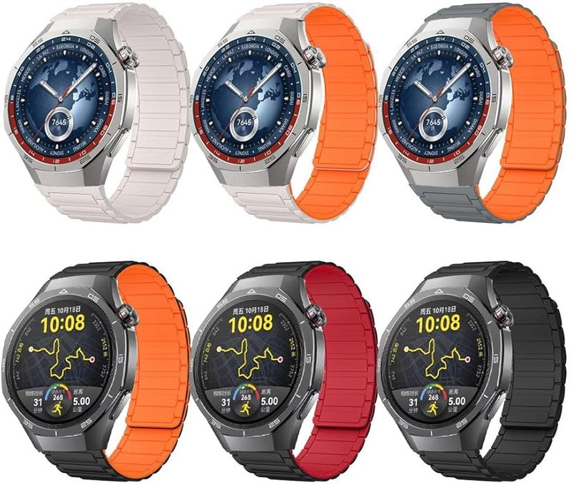 22mm Black Orange Silicone Magnetic Watch Band For Huawei Watch GT 5 Pro GT4 GT3 GT2 - Image 3